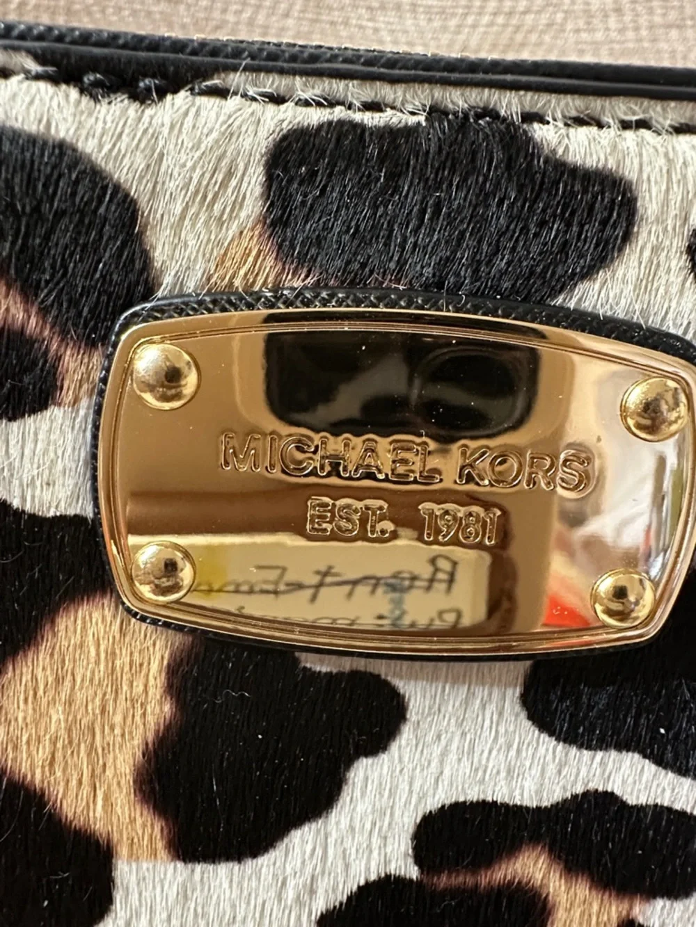 Michael Kors Leopard-Print Zip Around Wallet in Black, Brown & Cream Fur